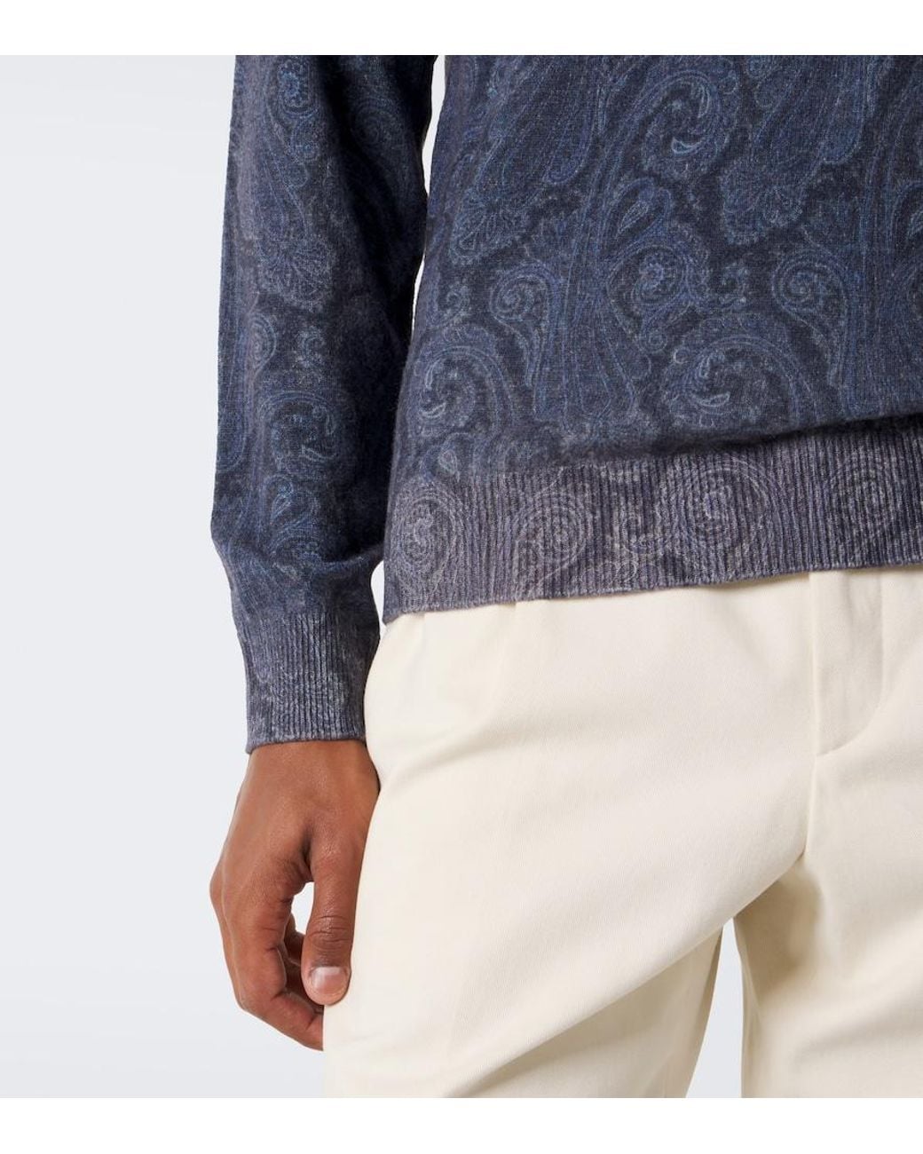 Etro Blue Paisley Wool Sweater for men