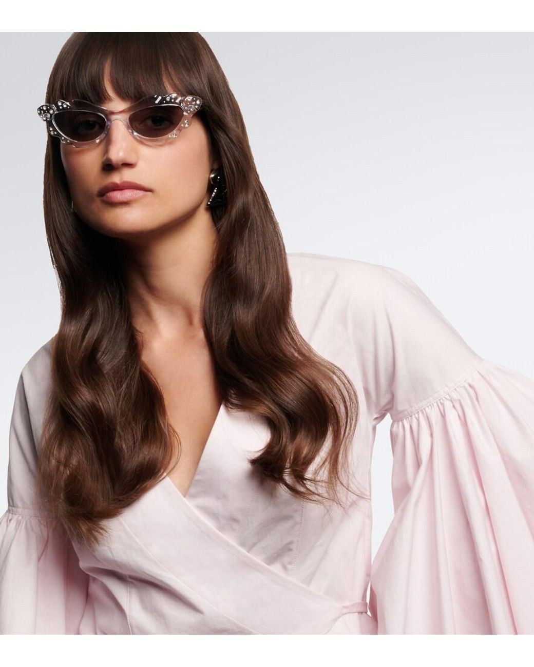 Aquazzura Gray Palm Babe Embellished Cat-Eye Sunglasses
