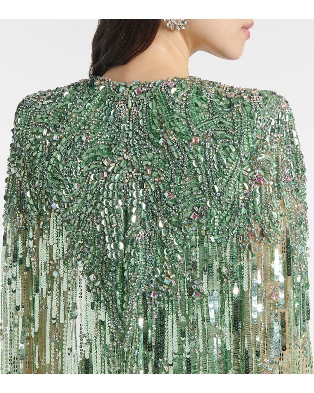 Jenny Packham Green Rush Sequined Gown