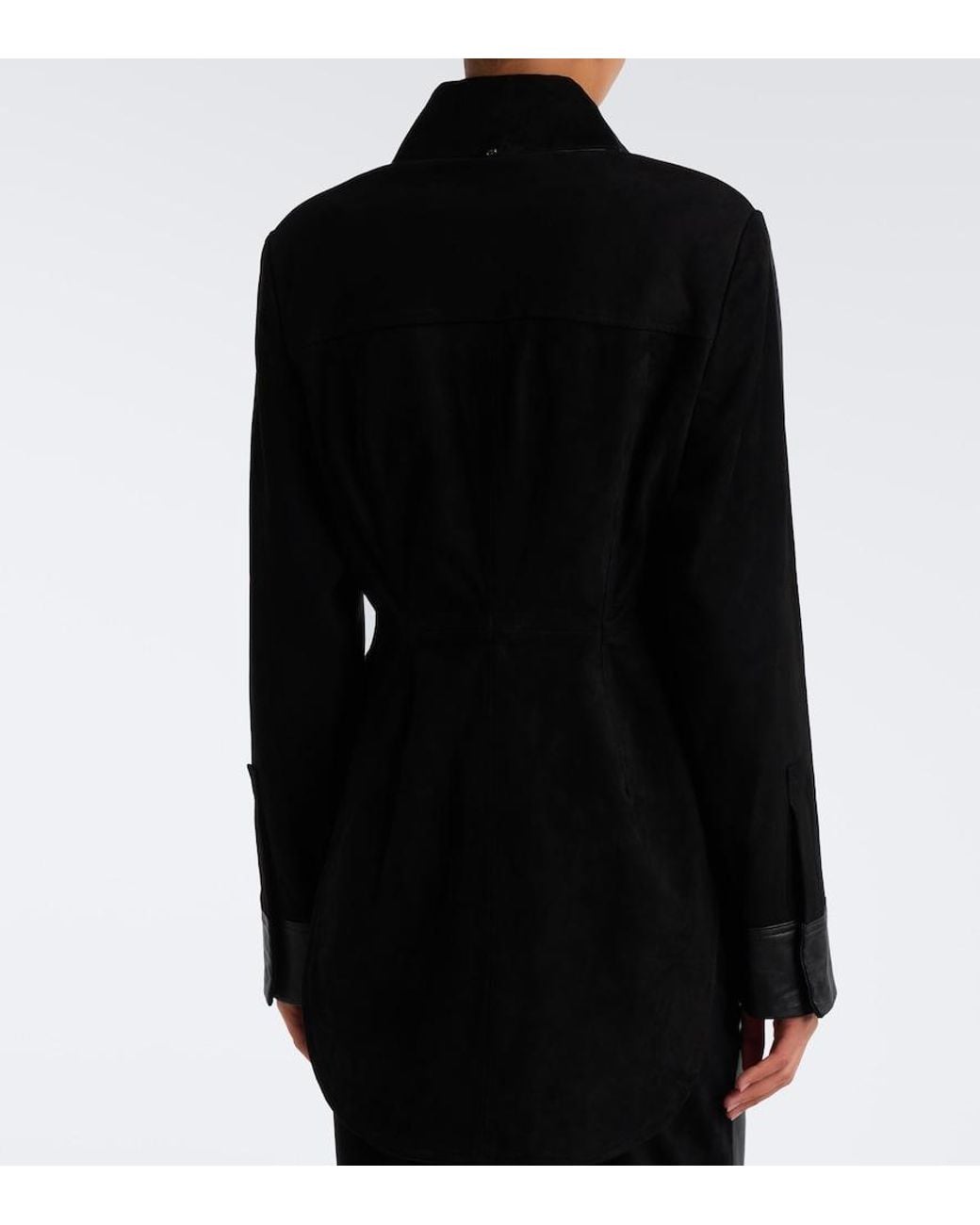 Sportmax Black Leather And Suede Shirt