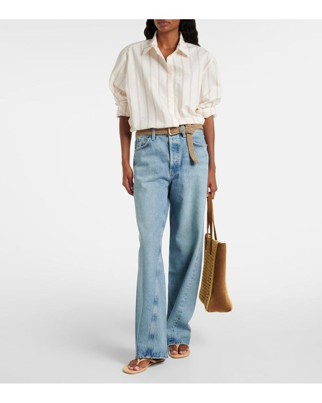 Agolde Blue Twist Low-Rise Wide-Leg Jeans