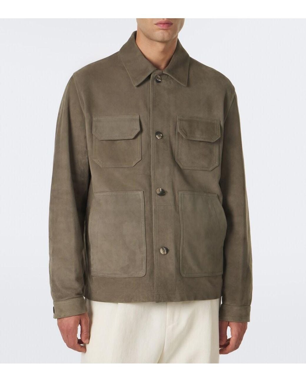 Frescobol Carioca Green Ravi Suede Jacket for men