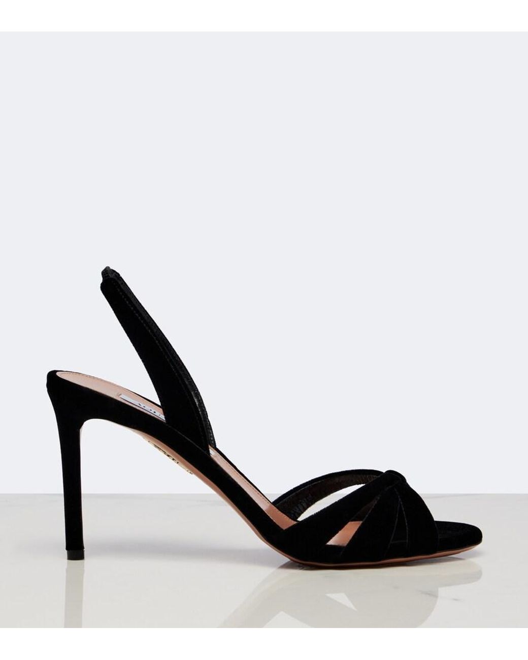 Aquazzura Black Tati Velvet Slingback Sandals