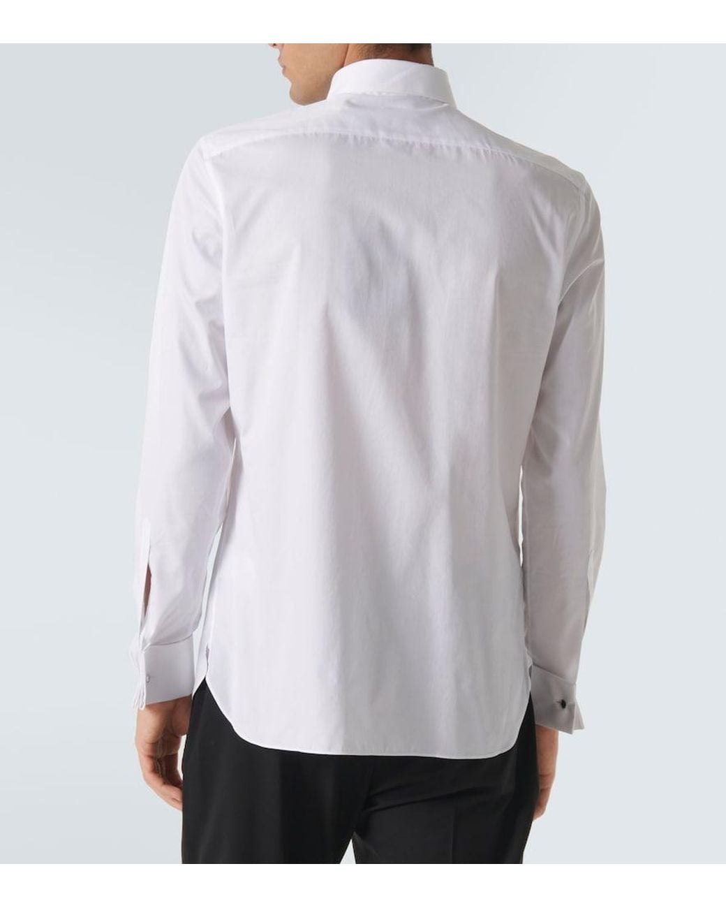 Zegna White Cotton Tuxedo Shirt for men