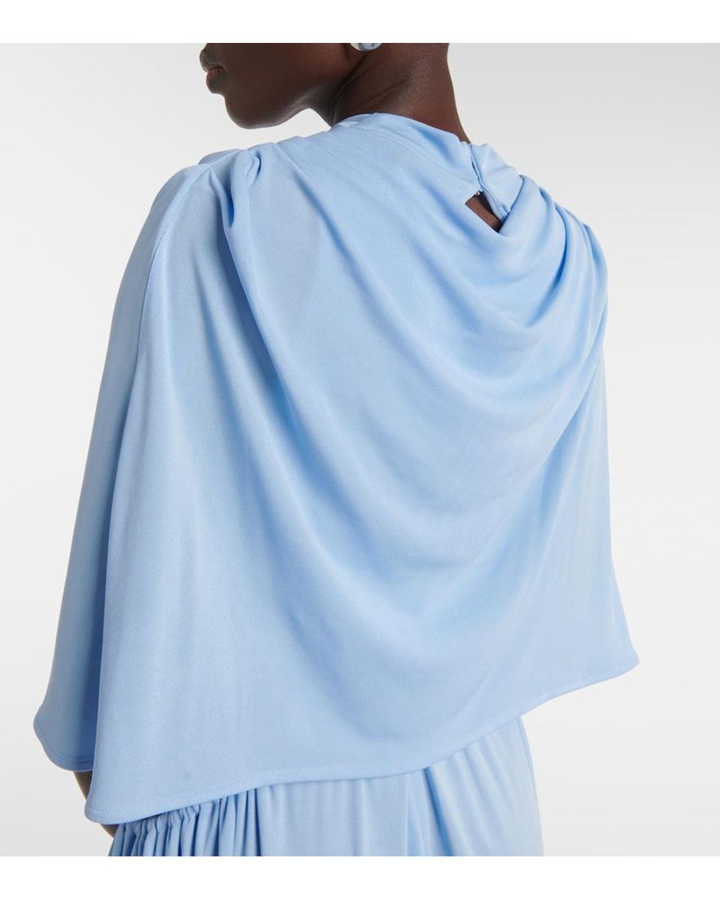 Proenza Schouler Blue Frankie Caped Jersey Maxi Dress