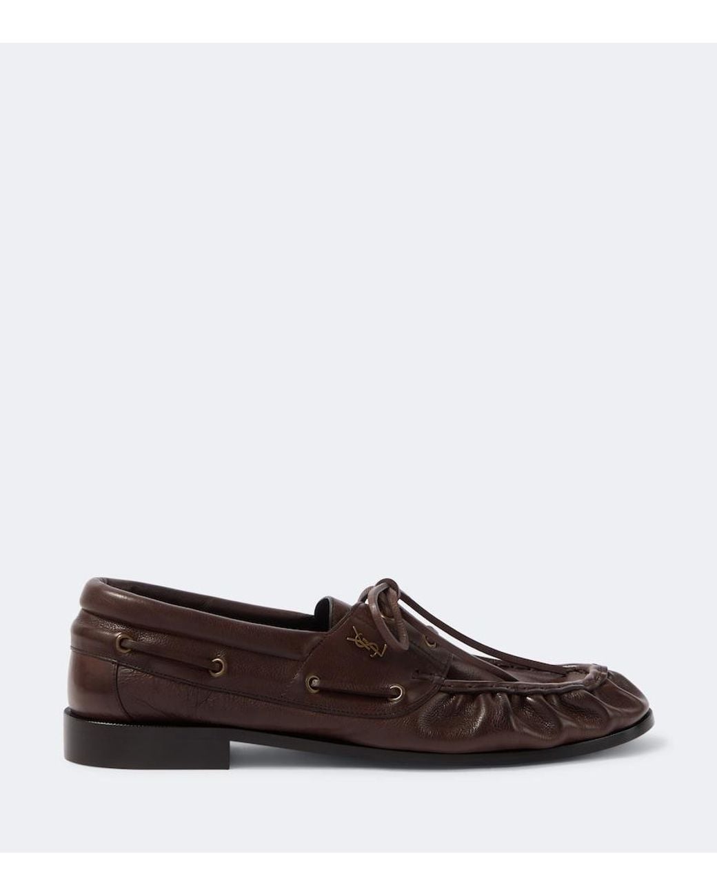 Saint Laurent Brown Le Loafer Bateau Leather Boat Shoes for men