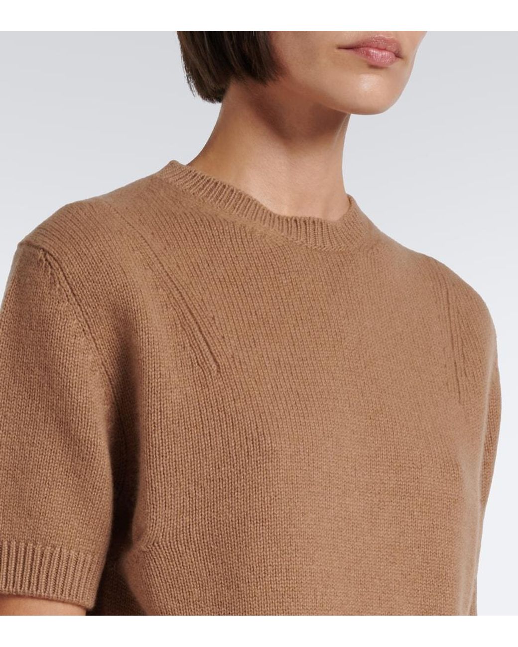 Prada Brown Embellished Tie-Neck Cashmere Sweater