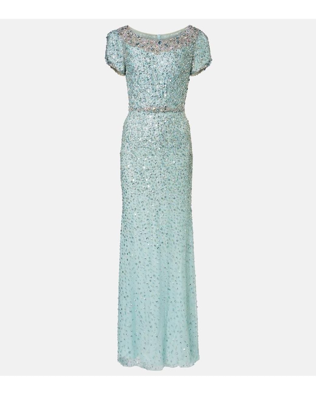 Jenny Packham Blue Epoch Embellished Gown