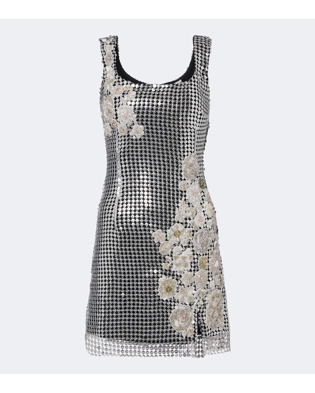 La Fuori Black Shell Sequined Chainmail Minidress