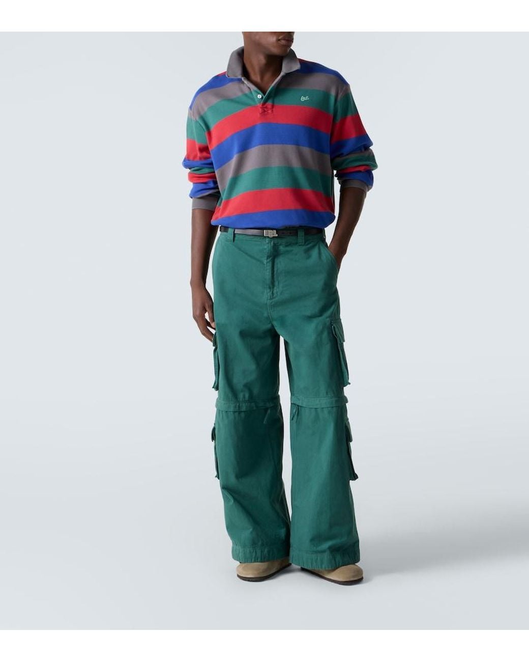 ERL Green High-Rise Cotton Cargo Pants for men
