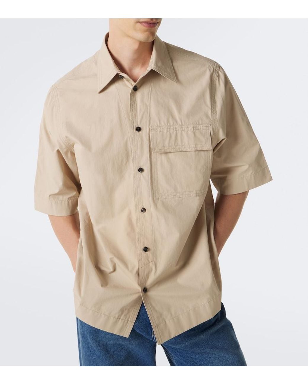 Bottega Veneta Natural Cotton Canvas Shirt for men
