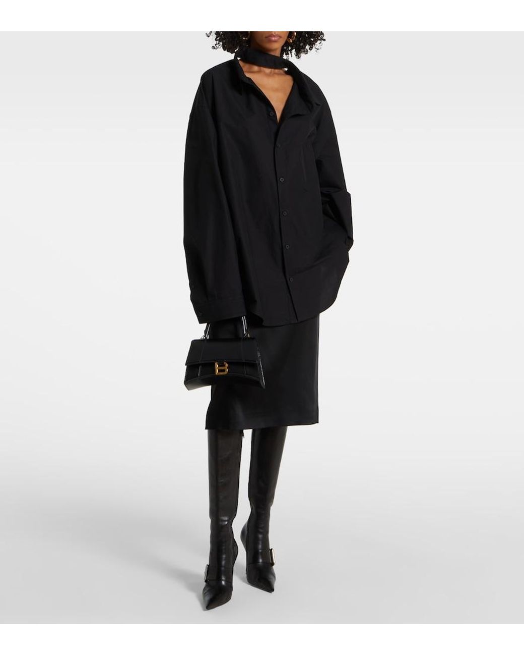 Balenciaga Black Hourglass Small Leather Top-Handle Bag