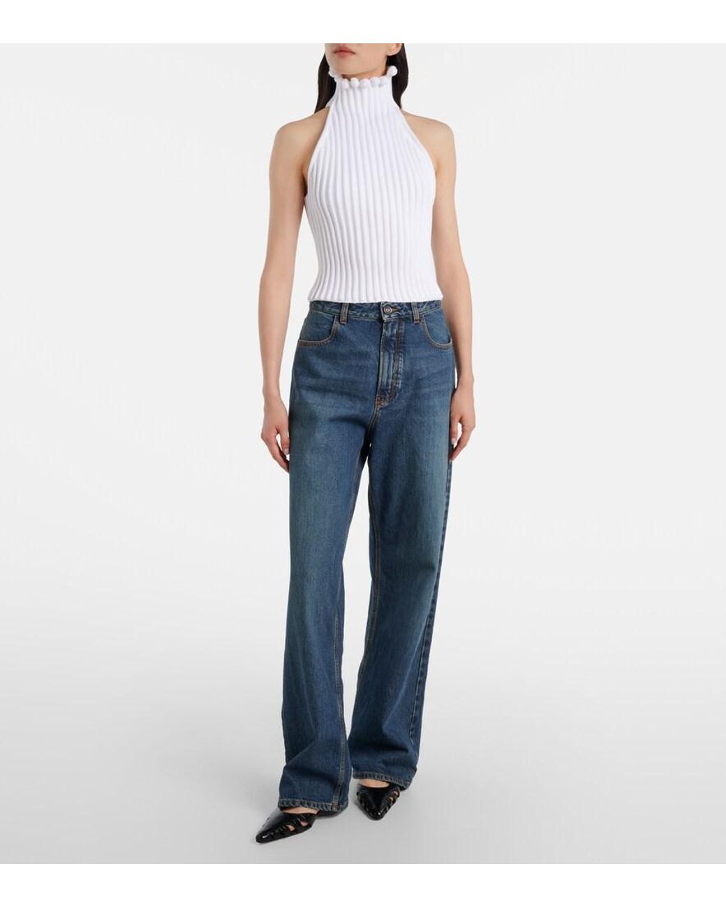 Alaïa Blue Low-Rise Straight Jeans