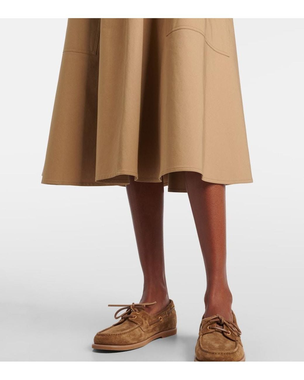 Vince Natural Cotton-Blend Midi Skirt