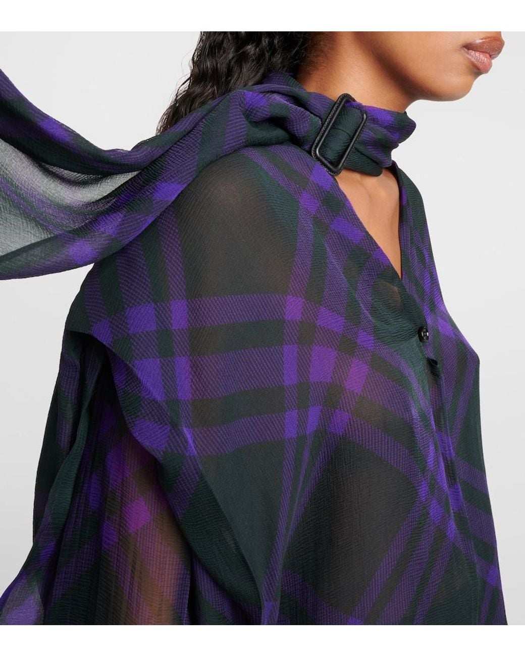 Burberry Blue Check Silk Shirt