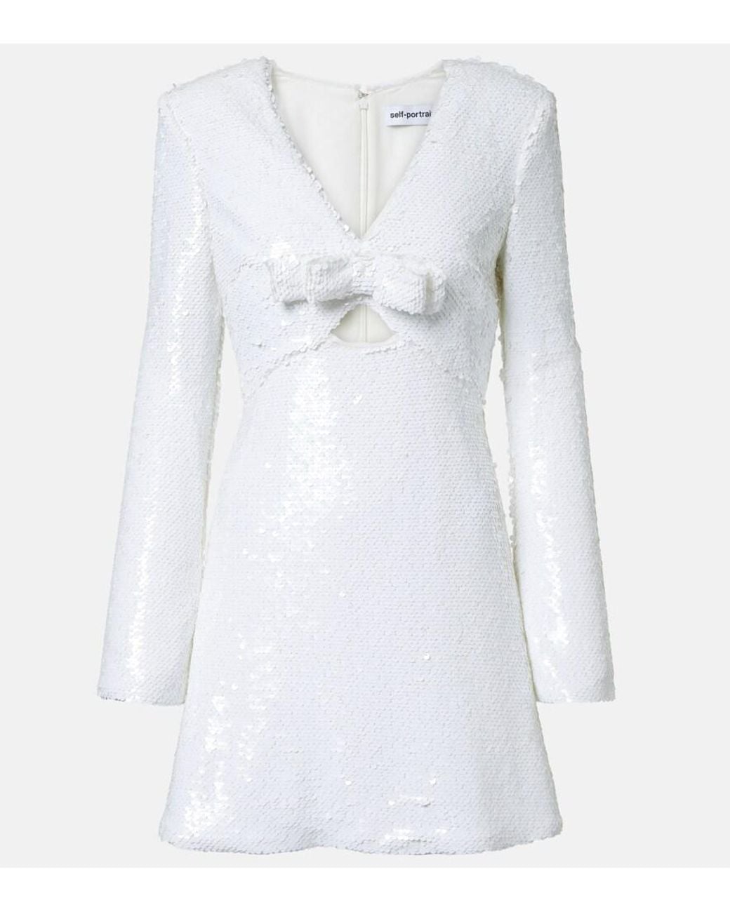 Self-Portrait White Sequined Minidress