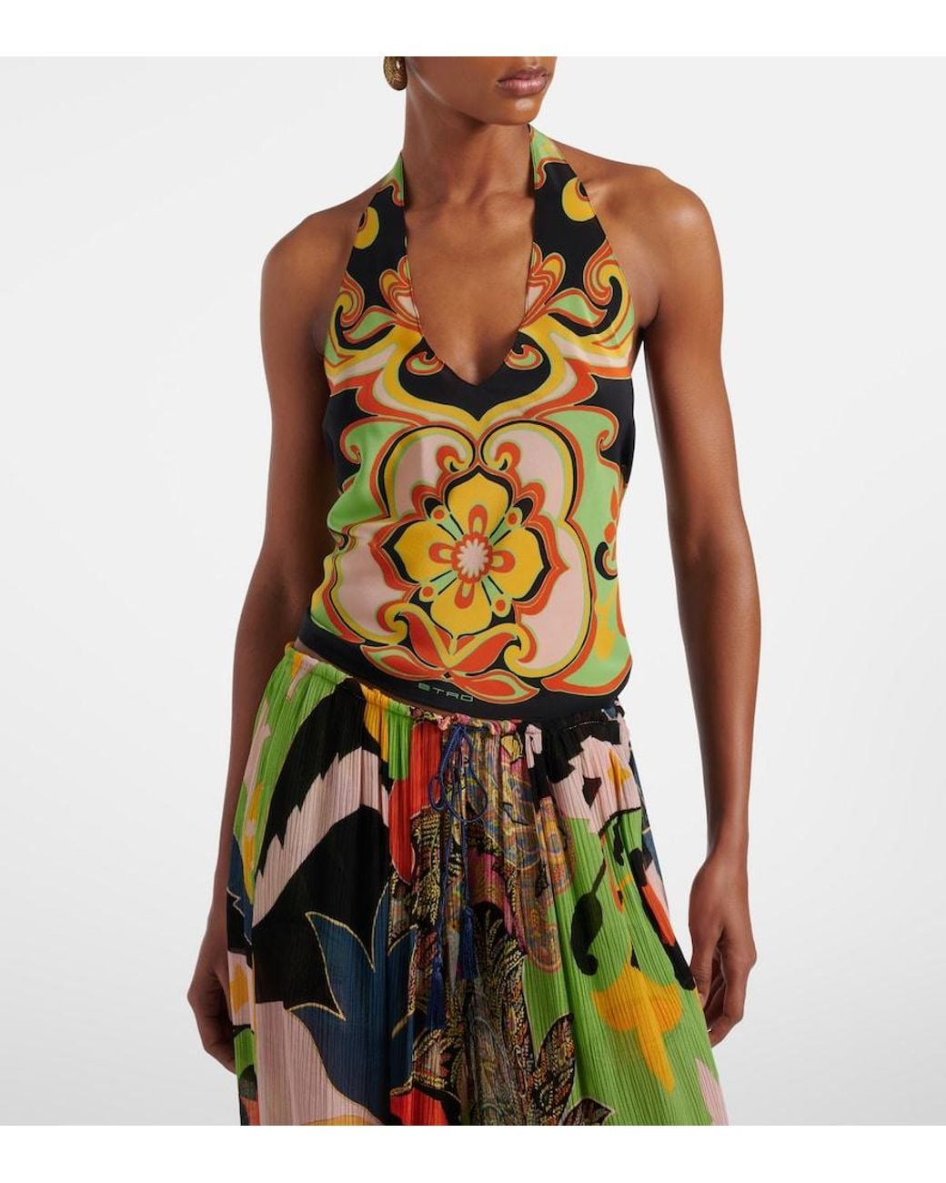 Etro Black Floral Paisley Silk Blouse