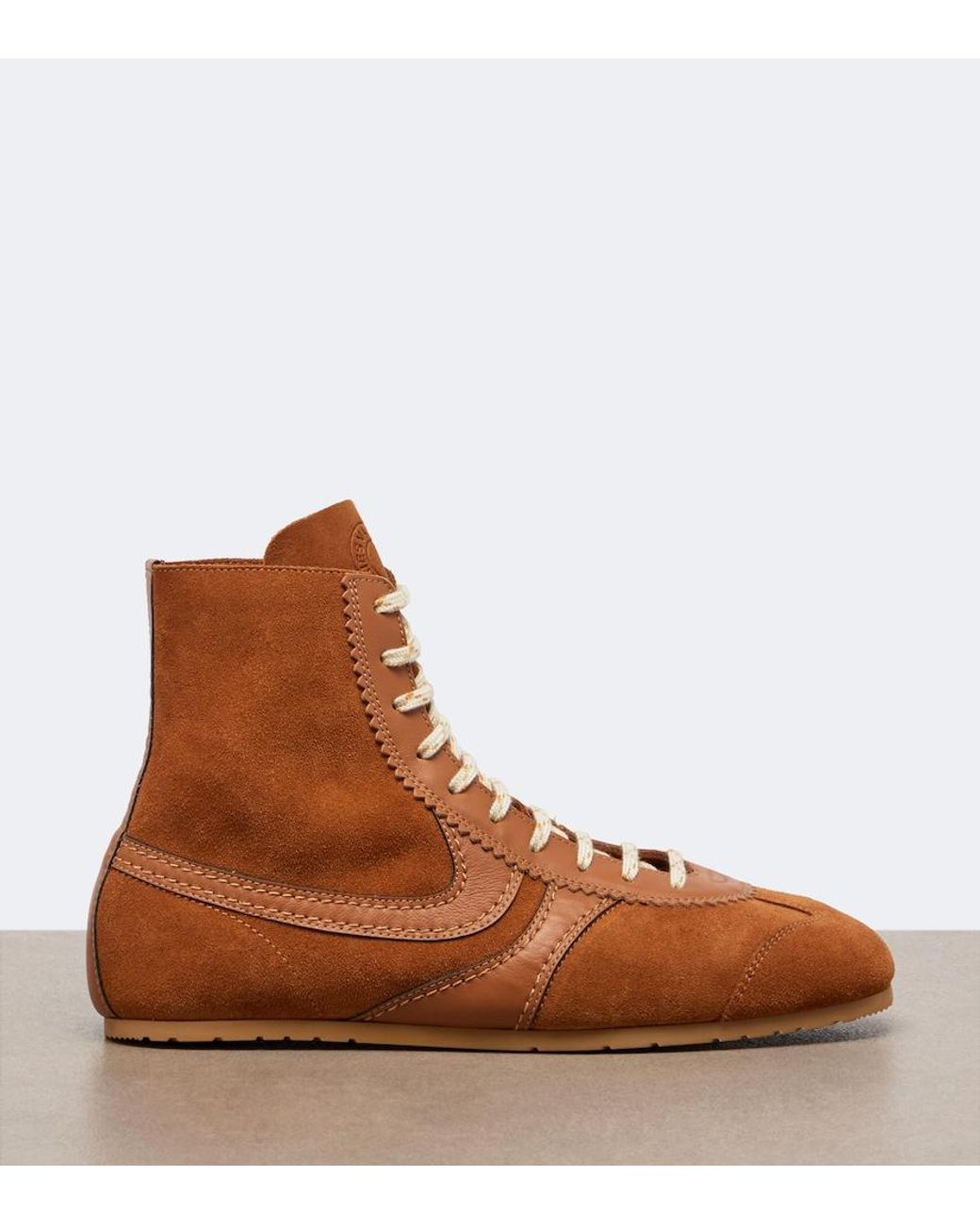 Dries Van Noten Brown Leather-Trimmed Suede High-Top Sneakers