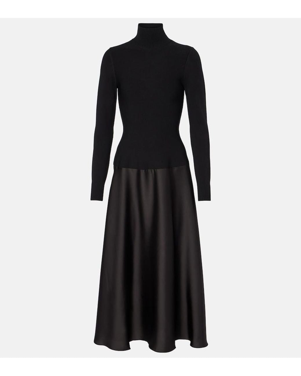 Jonathan Simkhai Black Frances Knitted Satin Midi Dress
