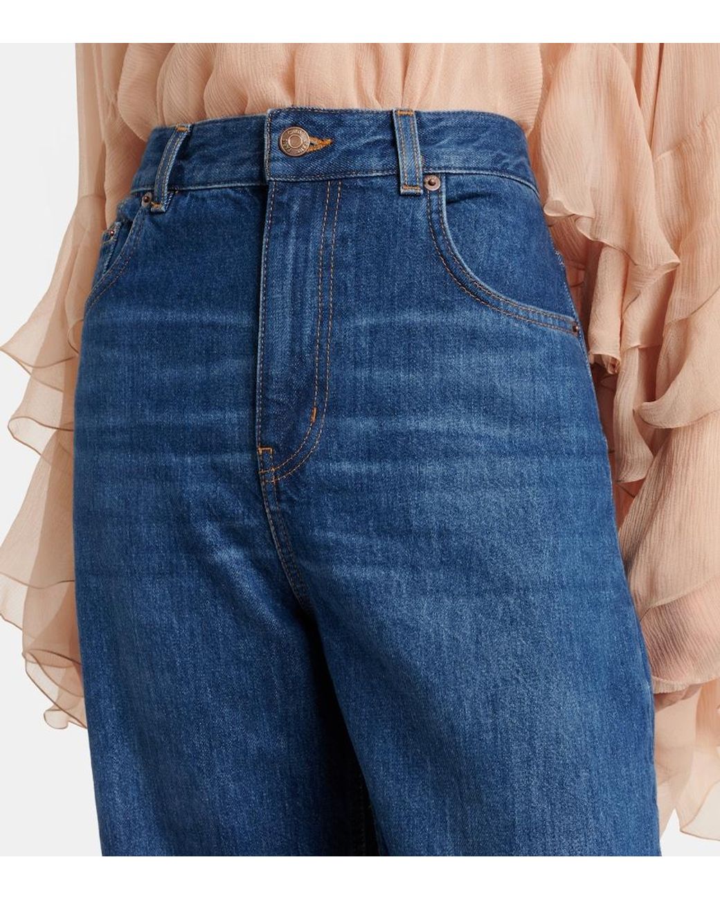 Chloé Blue Mid-Rise Wide-Leg Jeans