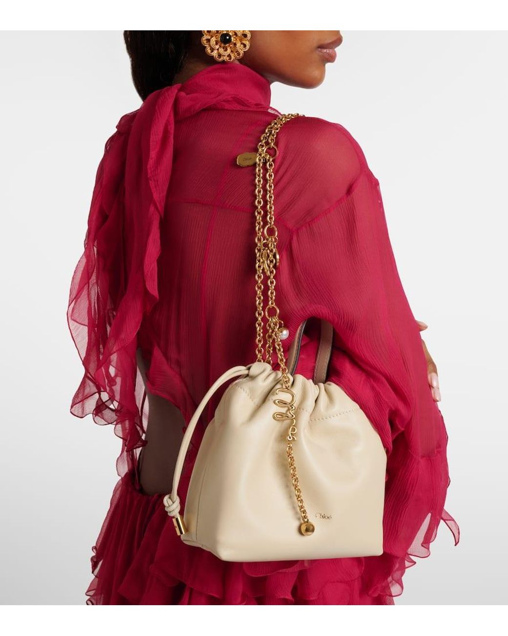 Chloé Metallic Icons Mini Leather Bucket Bag