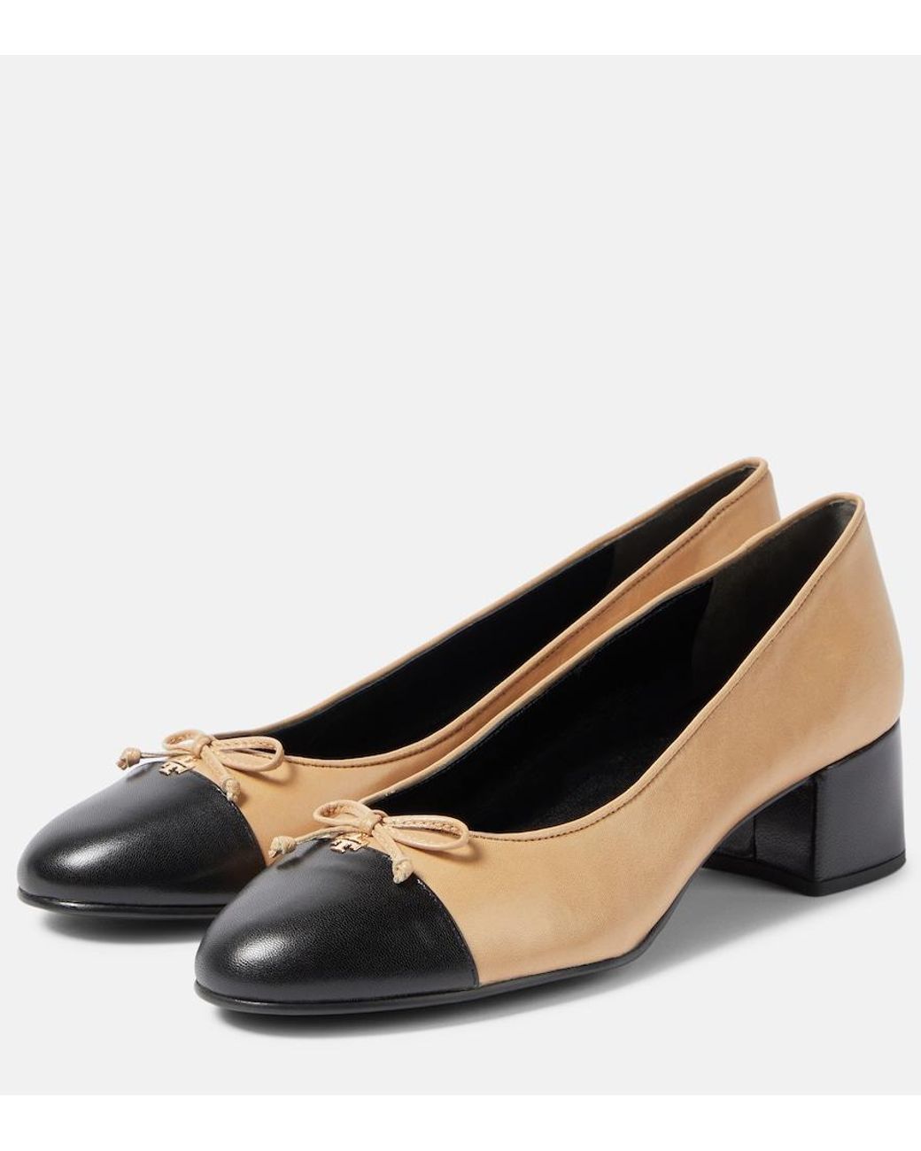 Tory Burch Brown Bow-Detail Leather Pumps