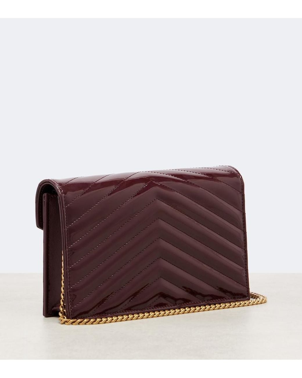 Saint Laurent White Cassandre Envelope Leather Wallet On Chain