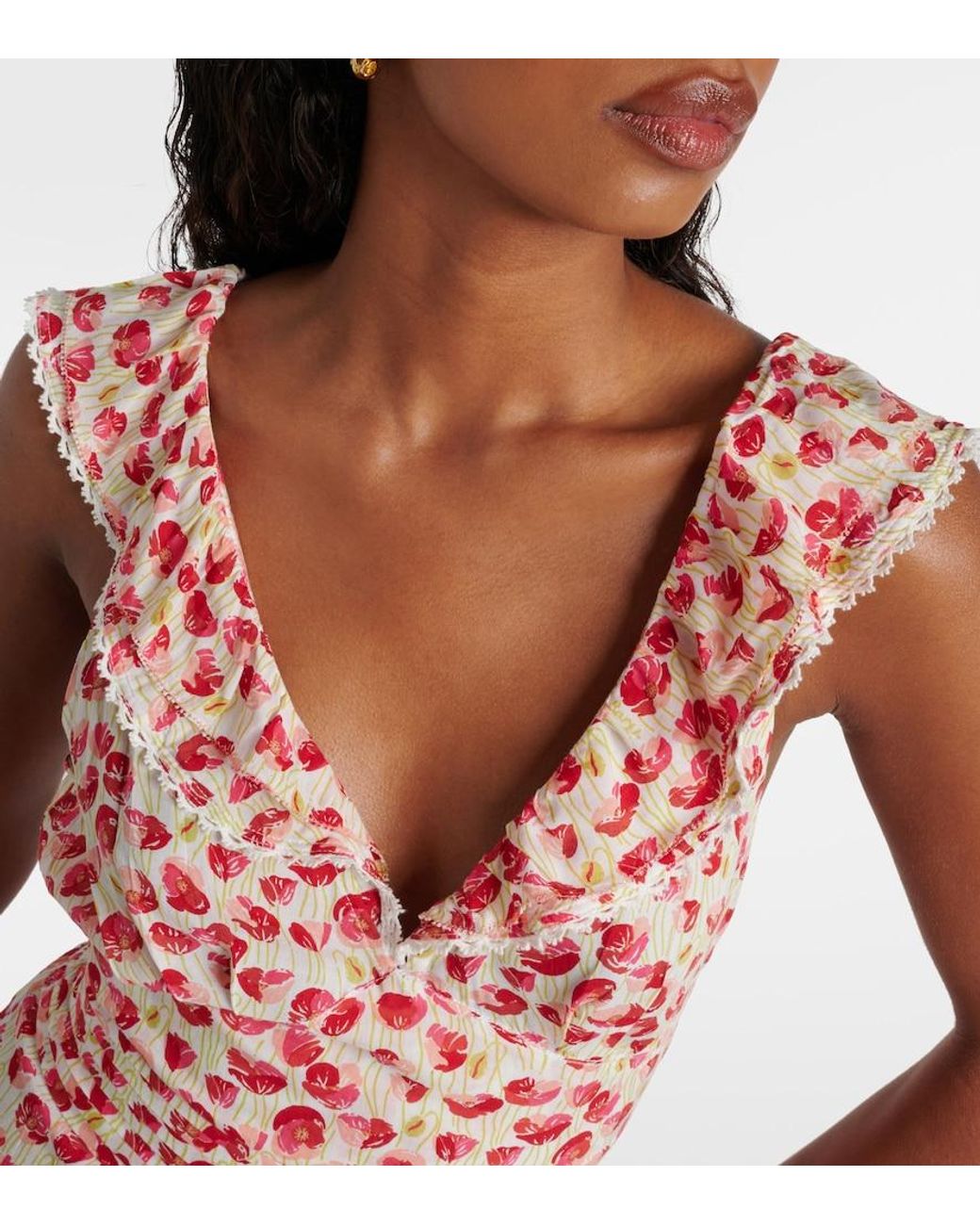 Poupette Red Bruna Polka-Dot Ruffled Minidress