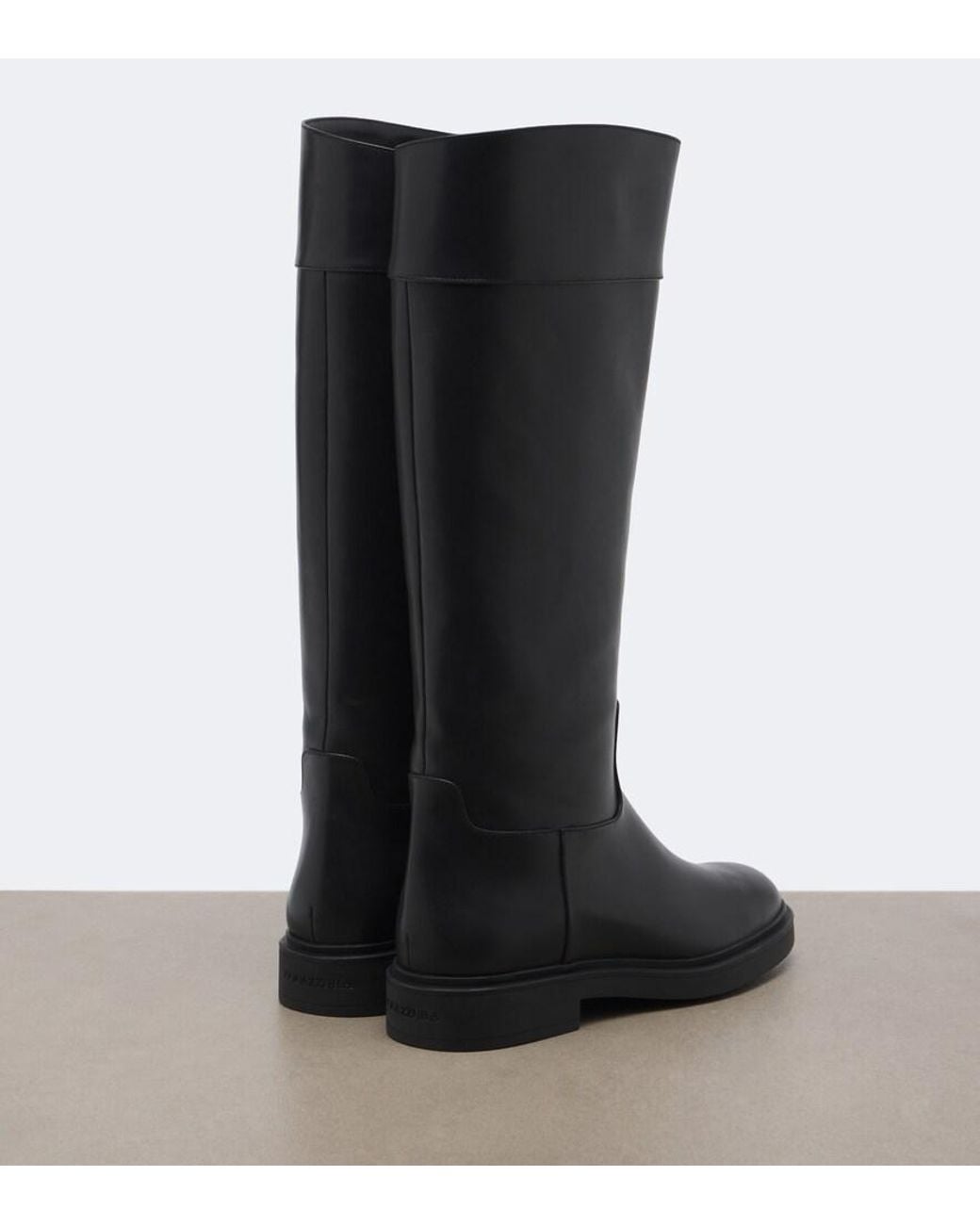 Aquazzura Black Ride Leather Knee-High Boots