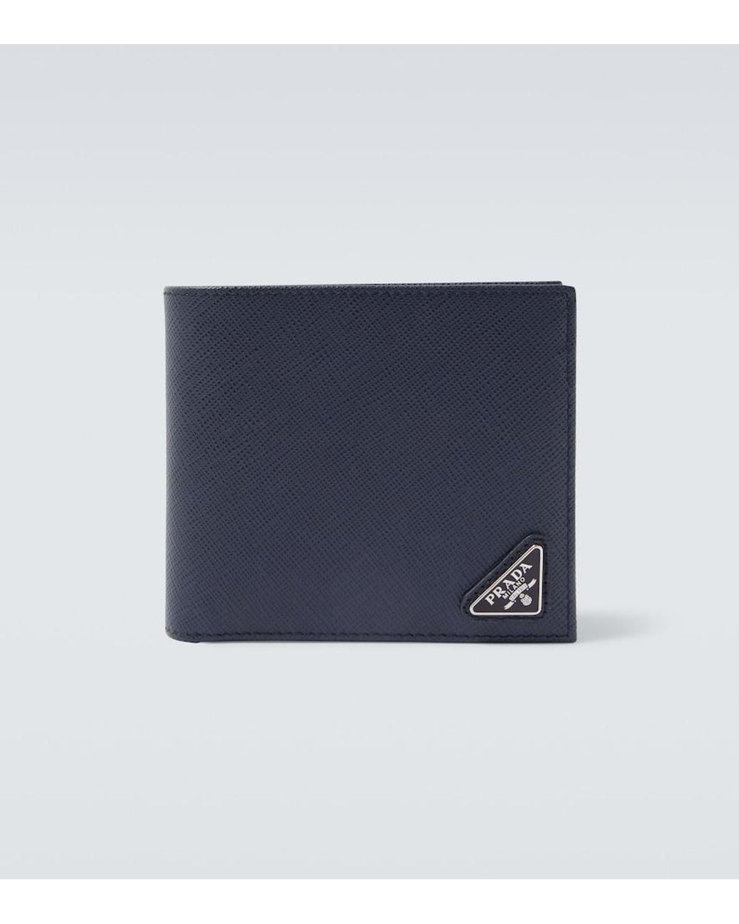 Prada Blue Logo Leather Wallet for men