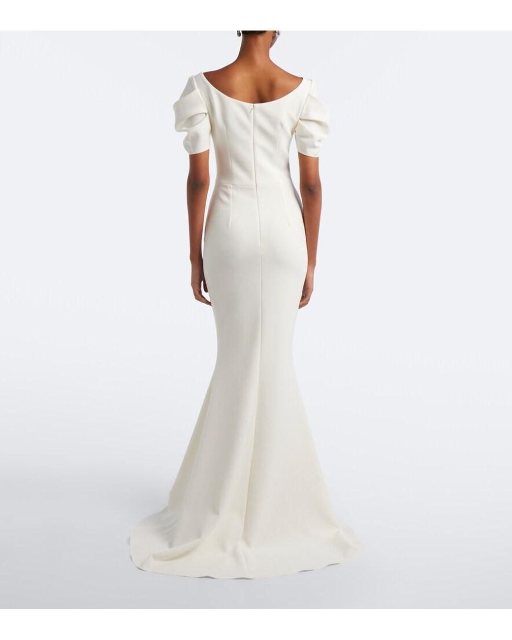 Safiyaa White Bridal Ivon Draped Crepe Gown