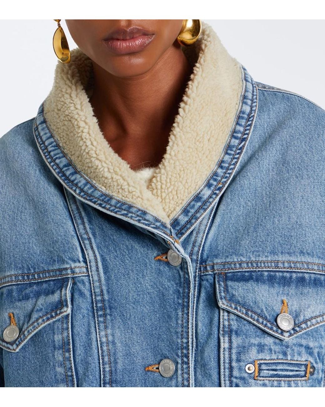 Isabel Marant Blue Pimia Fleece-Trimmed Denim Jacket