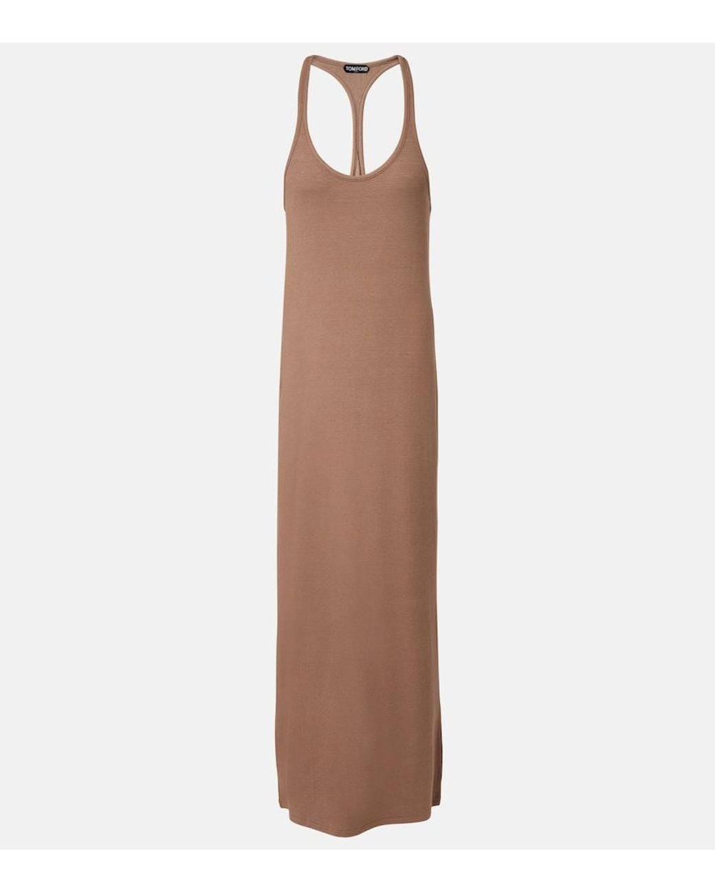 Tom Ford Brown Racerback Jersey Maxi Dress