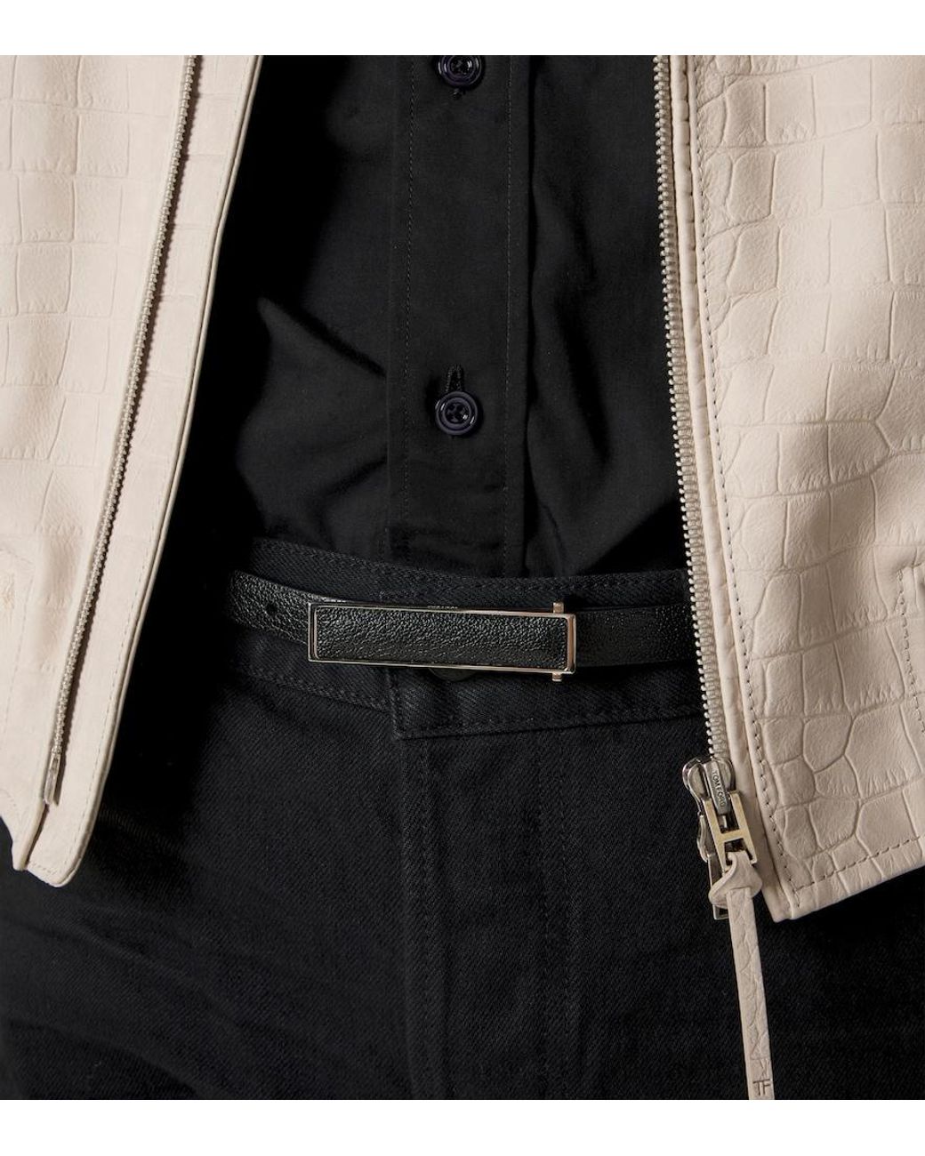 Tom Ford Black Leather Belt for men