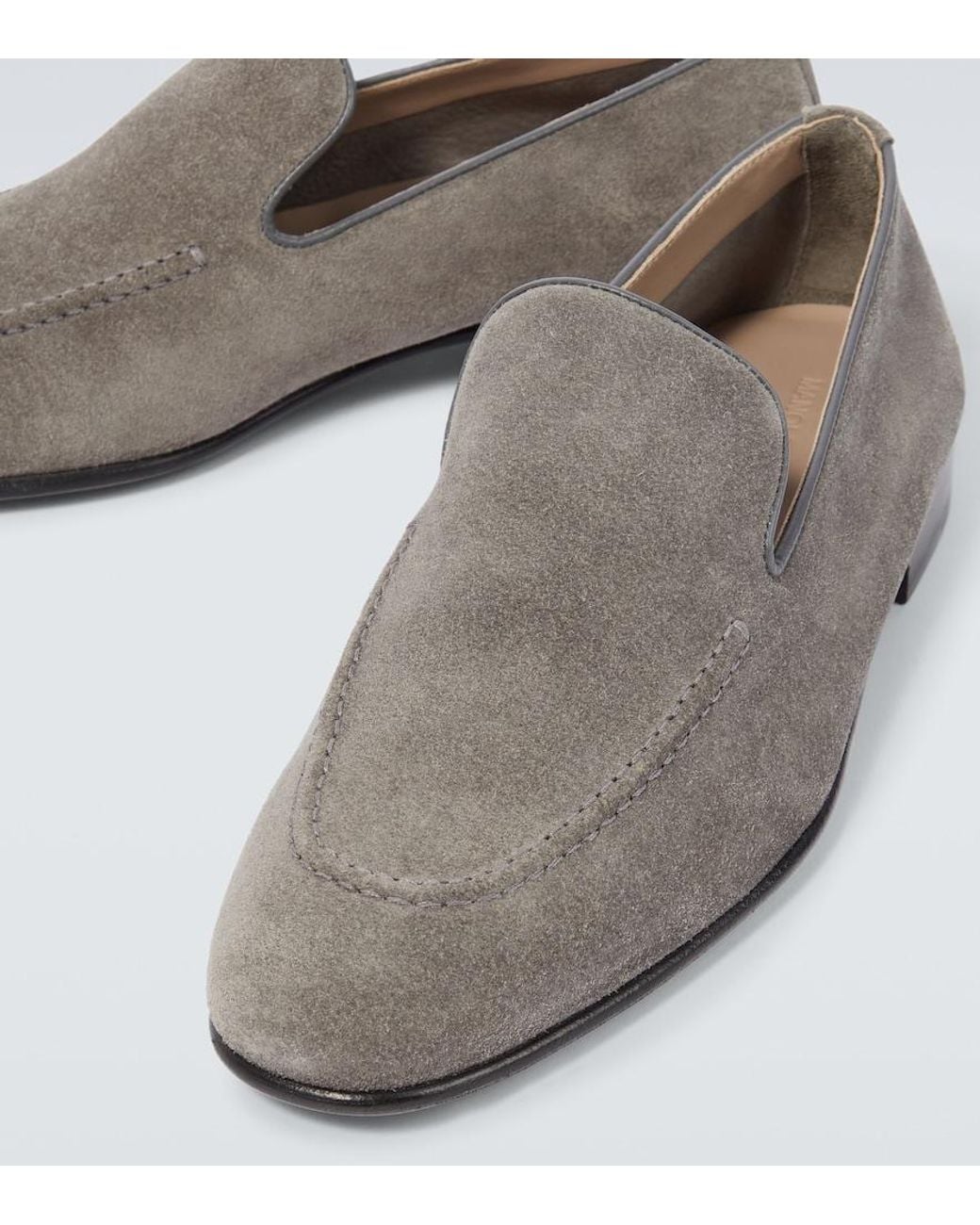 Manolo Blahnik Gray Truro Suede Loafers for men