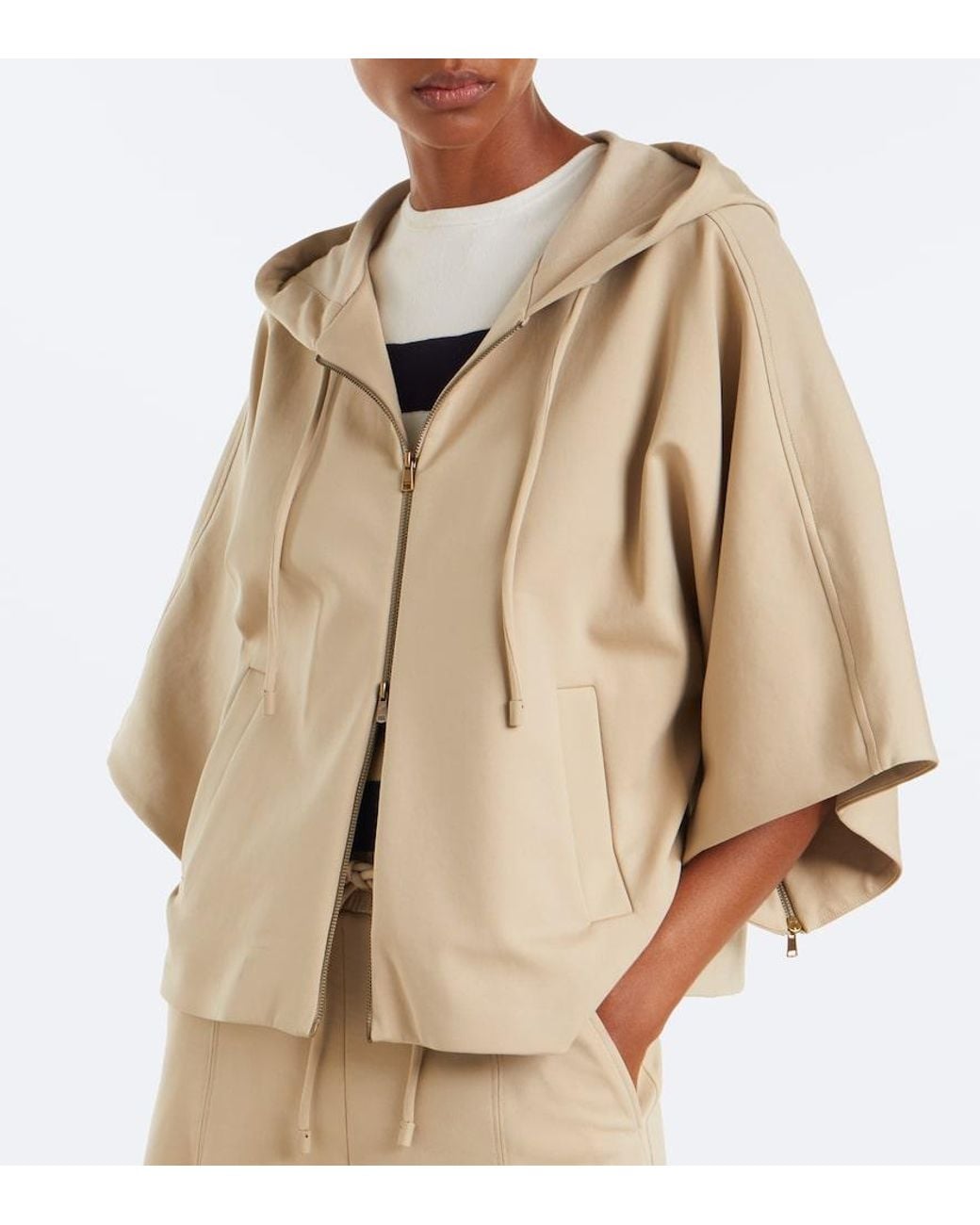 Max Mara Natural Caped Zip-Up Hoodie