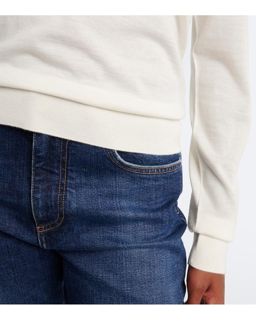 Dolce & Gabbana White Embellished Cashmere-Blend Polo Sweater