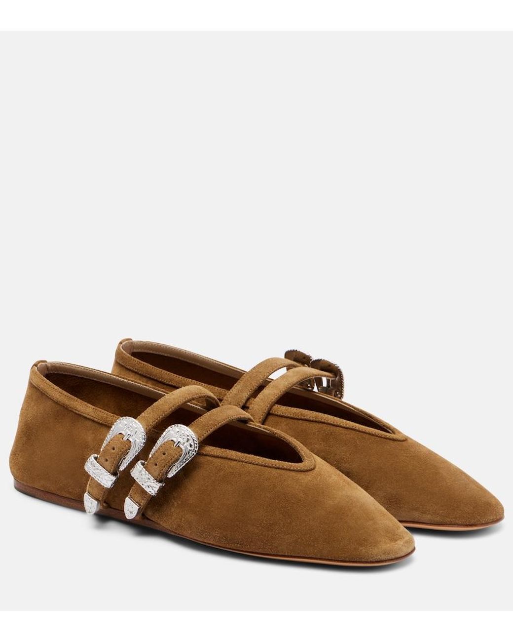 Le Monde Beryl Claudia Suede Mary Jane Ballet Flats in Brown | Lyst