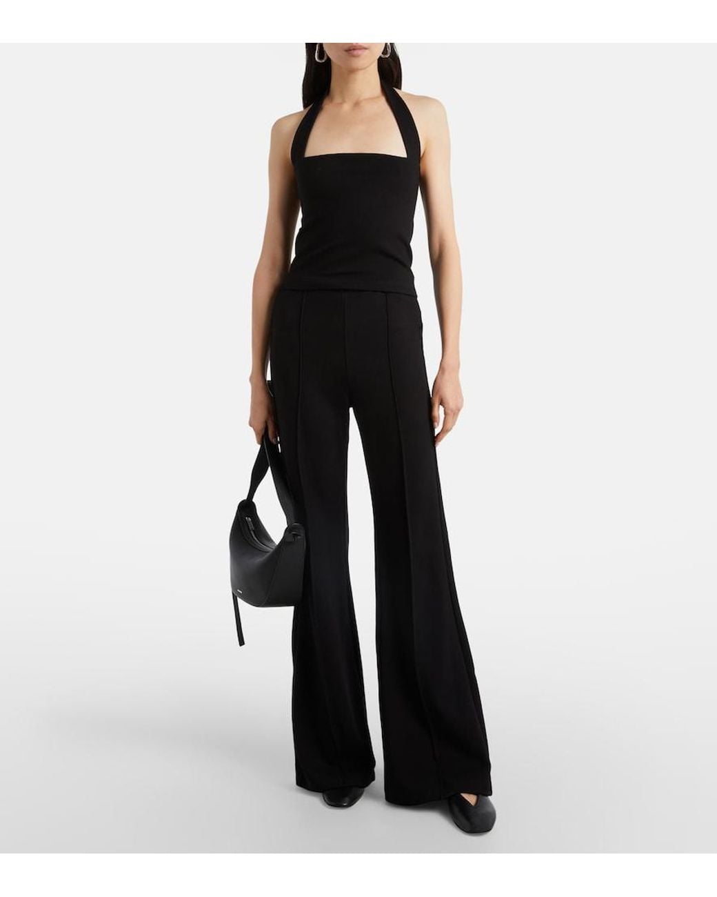 Leset Black Rio Jersey Wide-Leg Pants