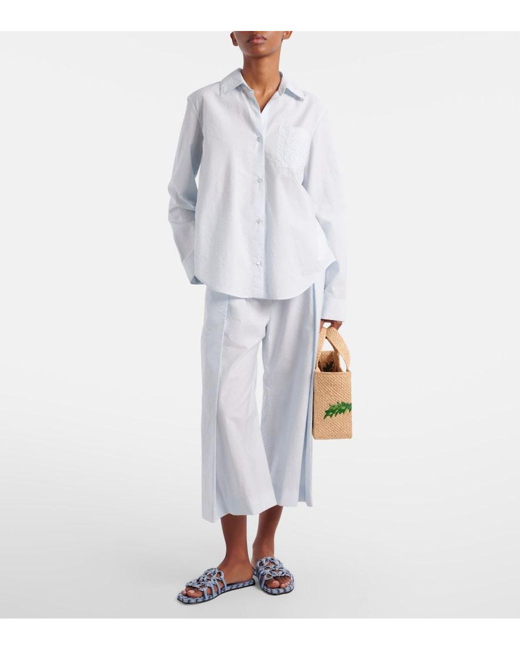 Loewe Blue Paula's Ibiza Petal Anagram Canvas Slides