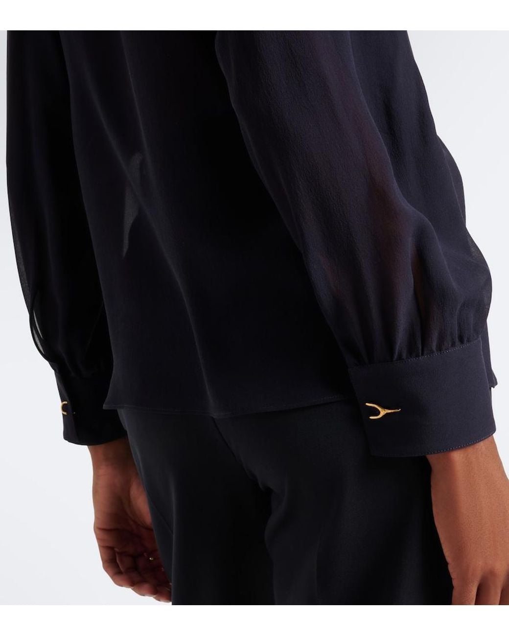 McQueen Blue Wishbone Silk Georgette Shirt