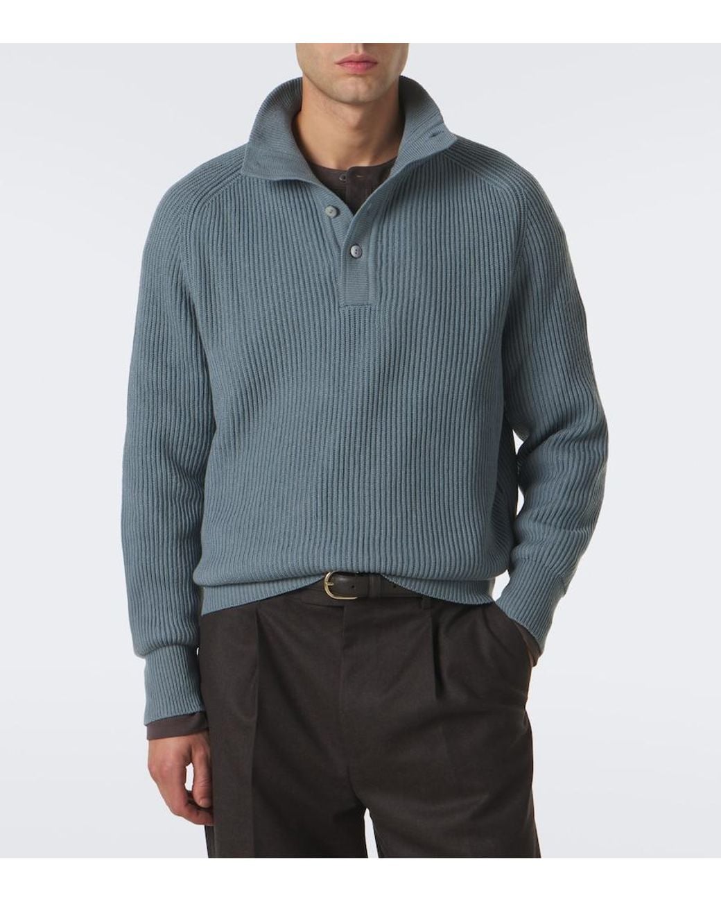 STÒFFA Blue Cashmere Sweater for men