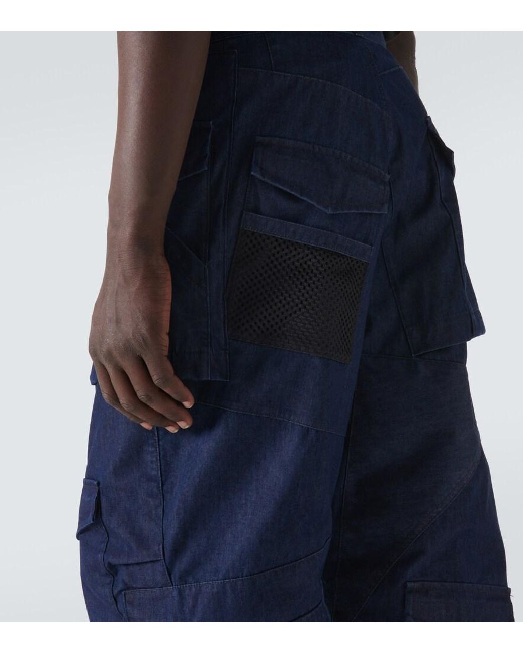 Junya Watanabe Blue Deconstructed Denim Cargo Pants for men