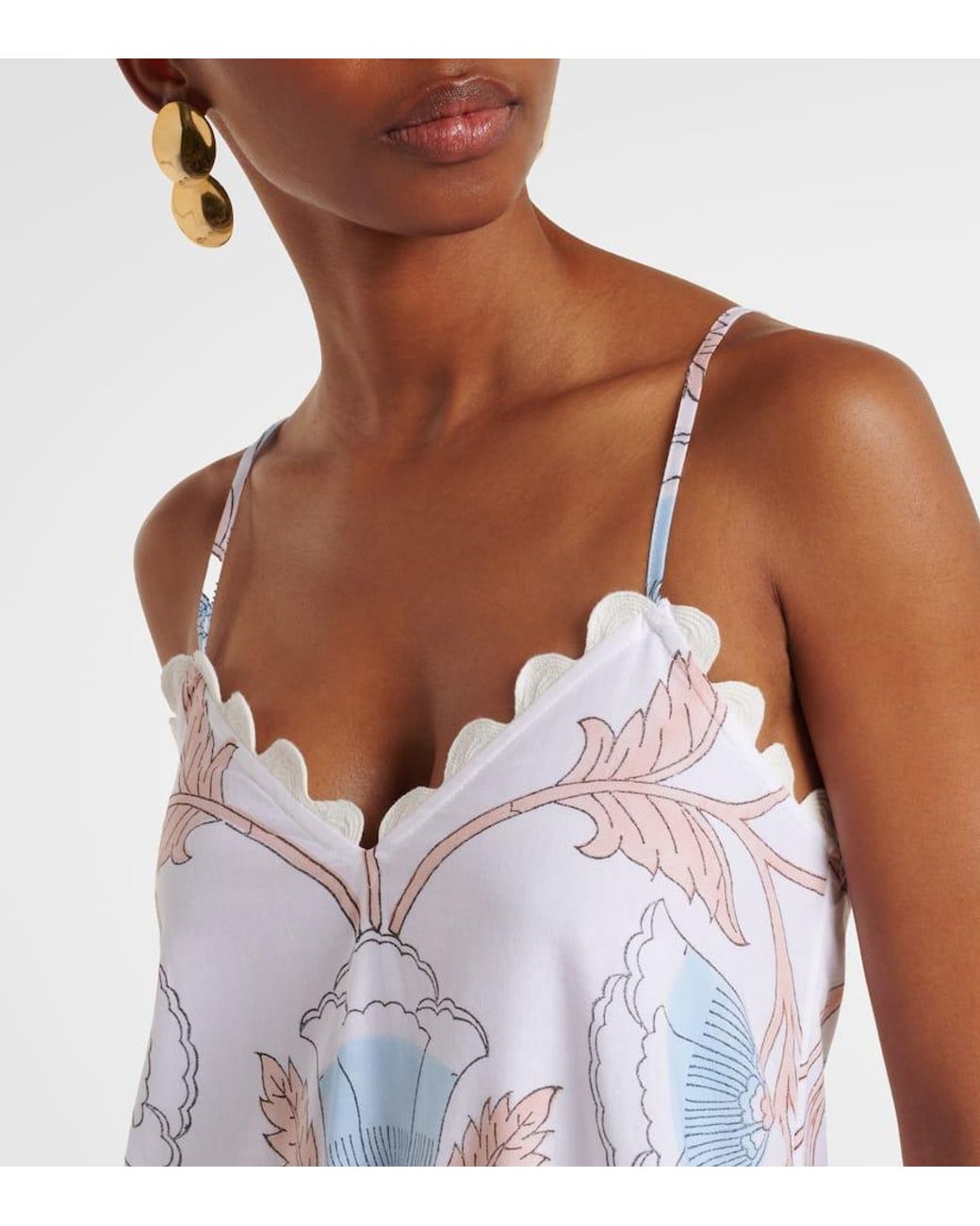 Juliet Dunn White Printed Cotton Slip Dress