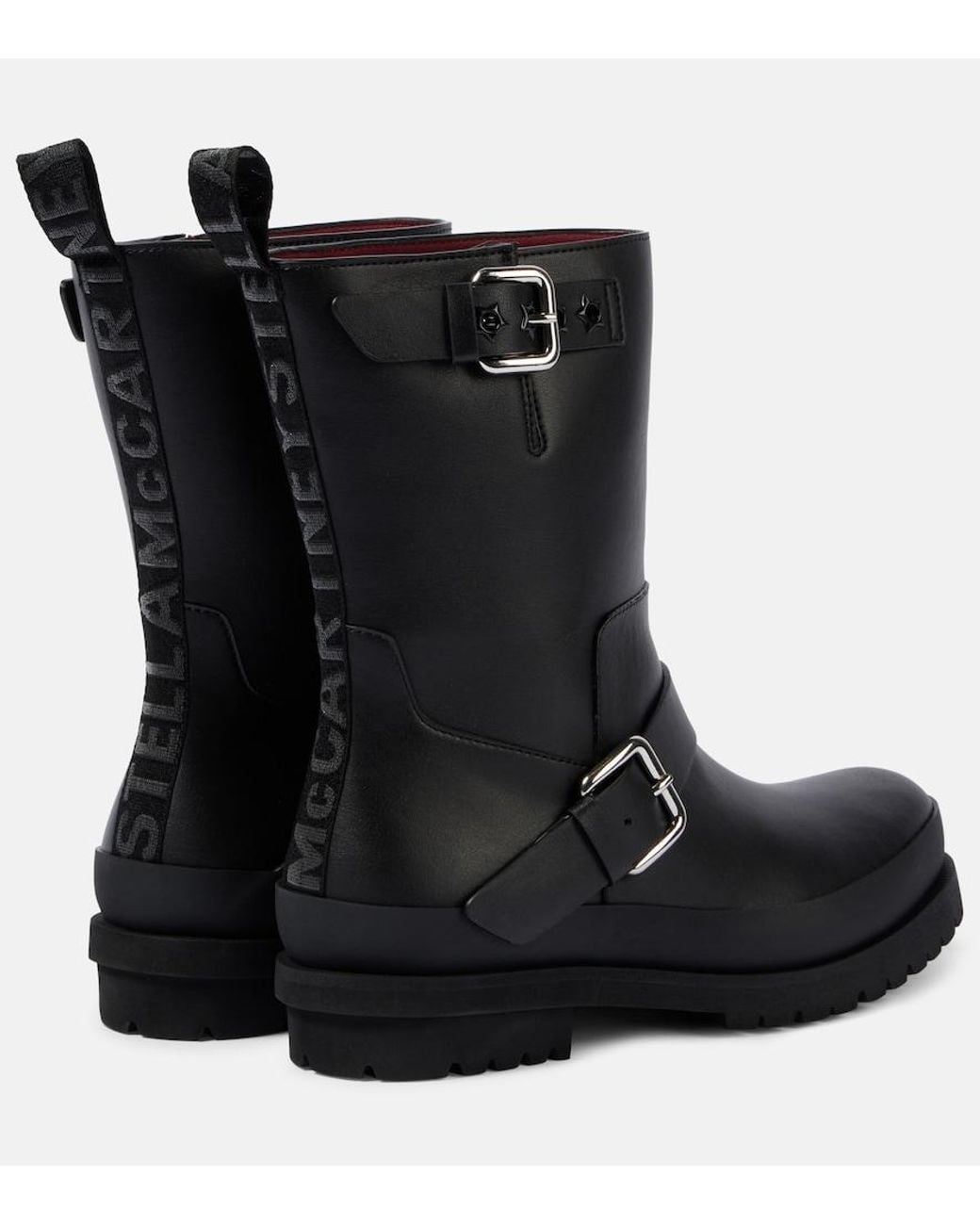 Stella McCartney Black Trace Faux Leather Biker Boots