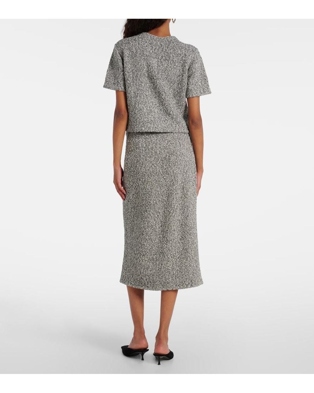 Tory Burch Gray Cropped Tweed Top