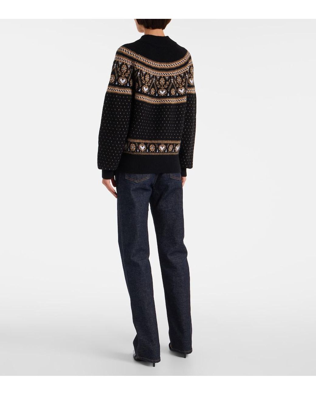Khaite Black Guy Fair Isle Cashmere Sweater
