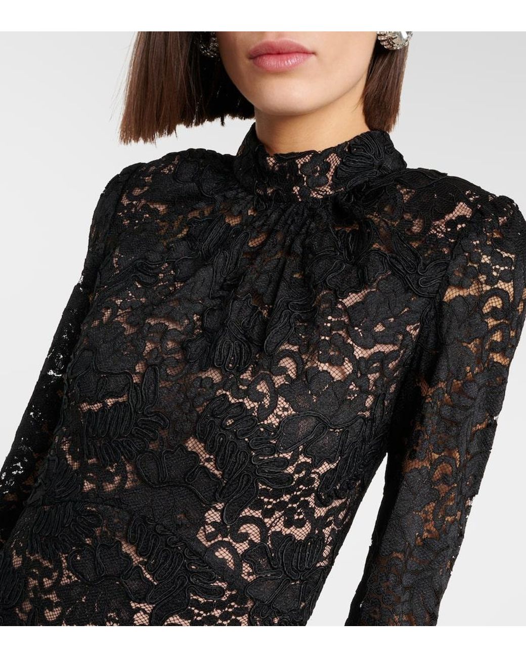 Self-Portrait Lace Maxi Dress in Black | Lyst