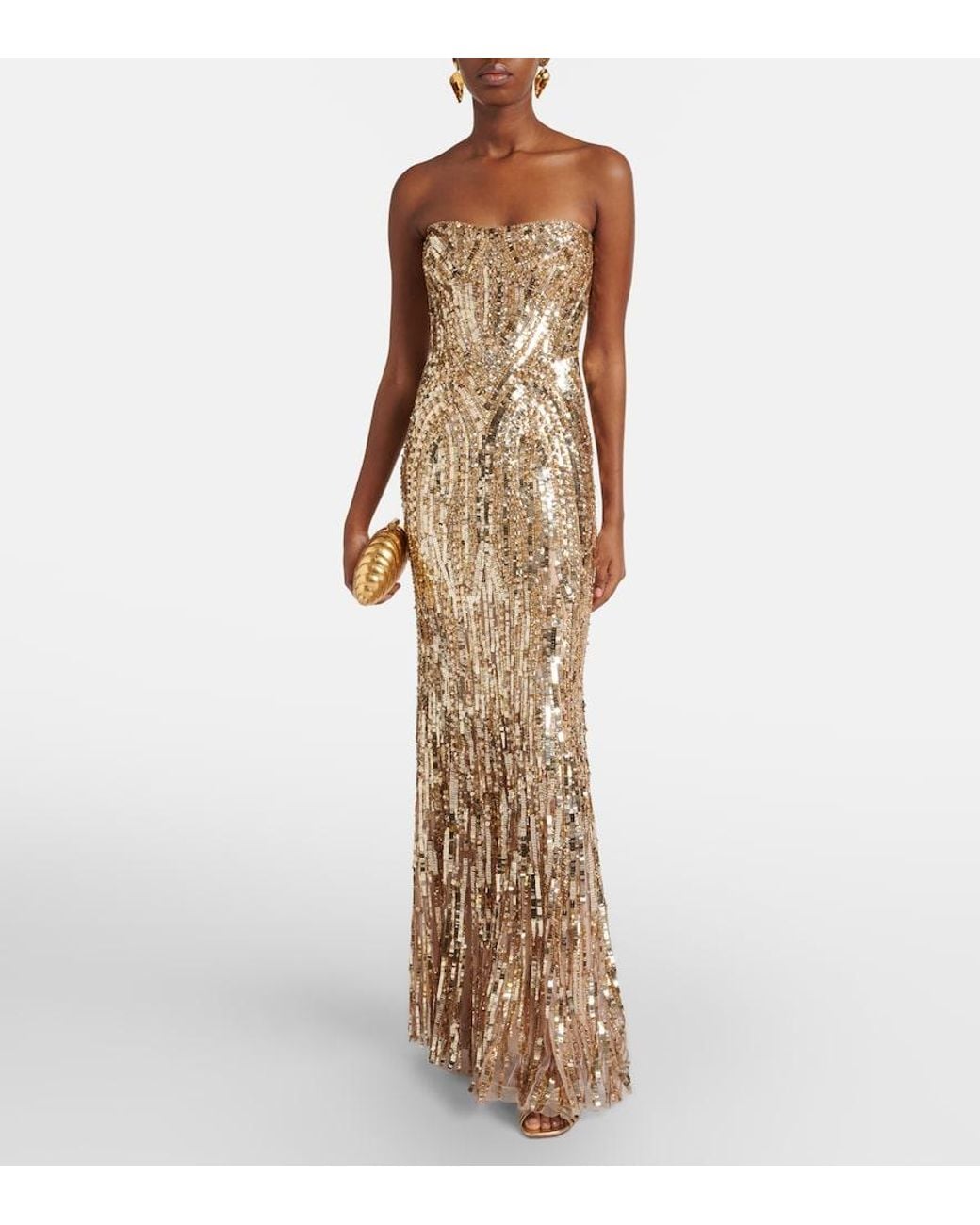 Jenny Packham Metallic Euphoria Sequined Gown