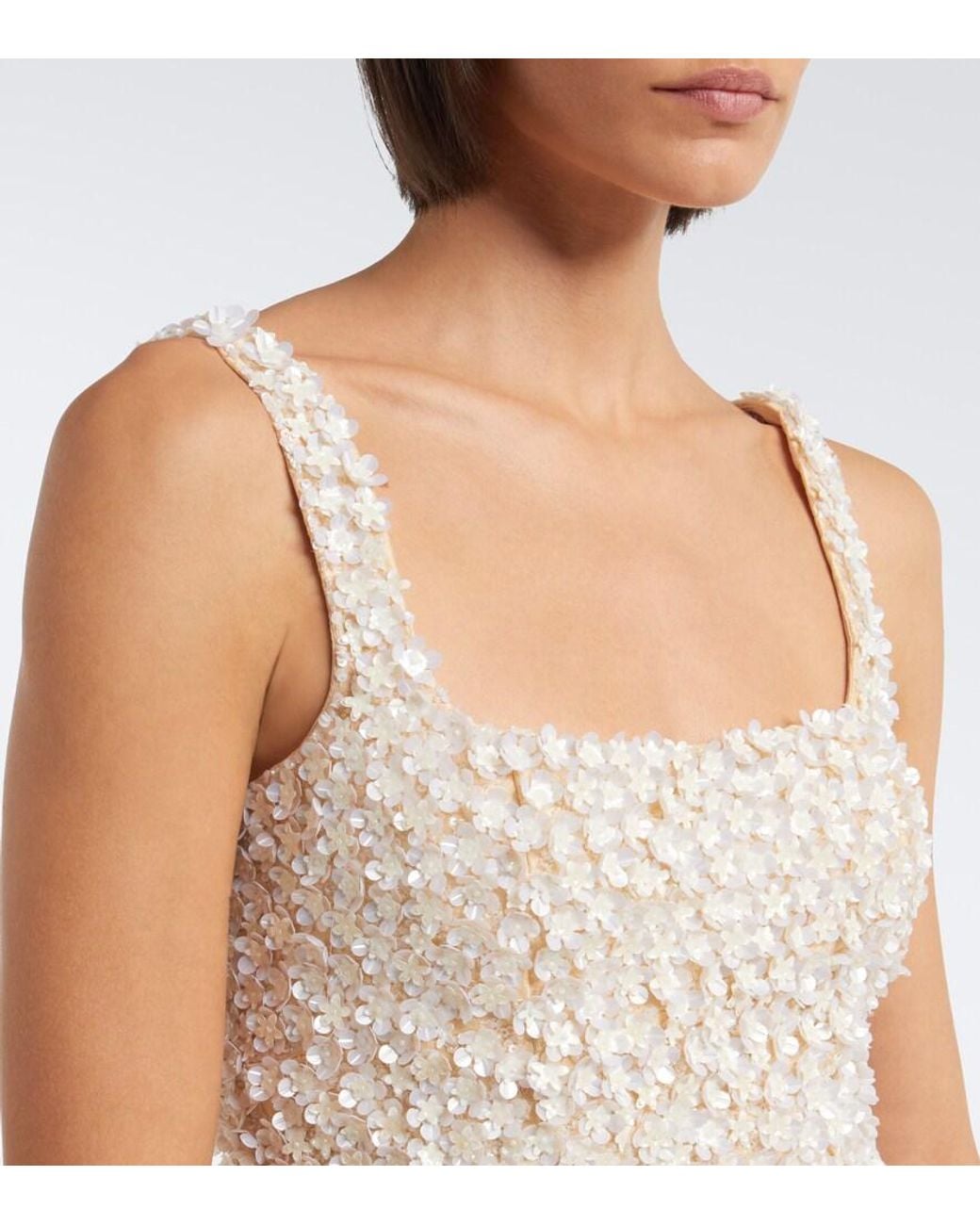 La Fuori Natural Embellished Floral Silk Minidress